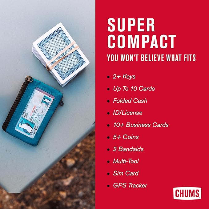 Chums Surfshorts Wallet - Lightweight Slim Wallet with RFID Blocking Card & Clear ID Window - Zippered, Water Resistant w/Key Ring (Pink/Blue Swirl)