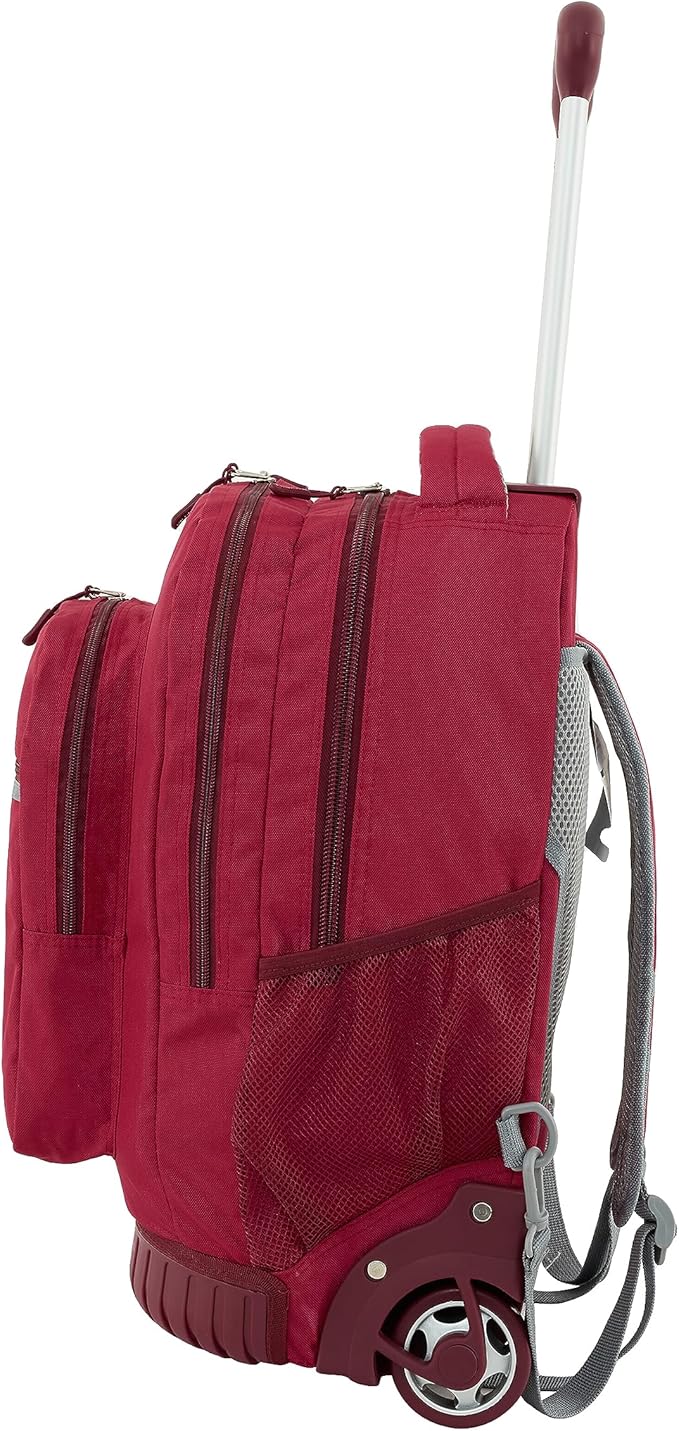 Travelers Club Rolling Backpack, Red, 20 Inch with Laptop Compartment