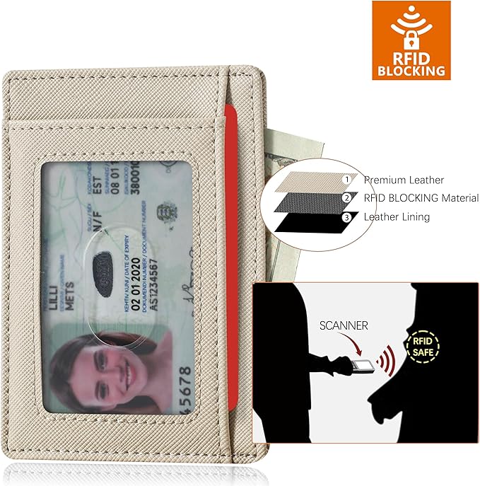 Travelambo Slim Wallet Front Pocket Minimalist Leather RFID Blocking Medium Size