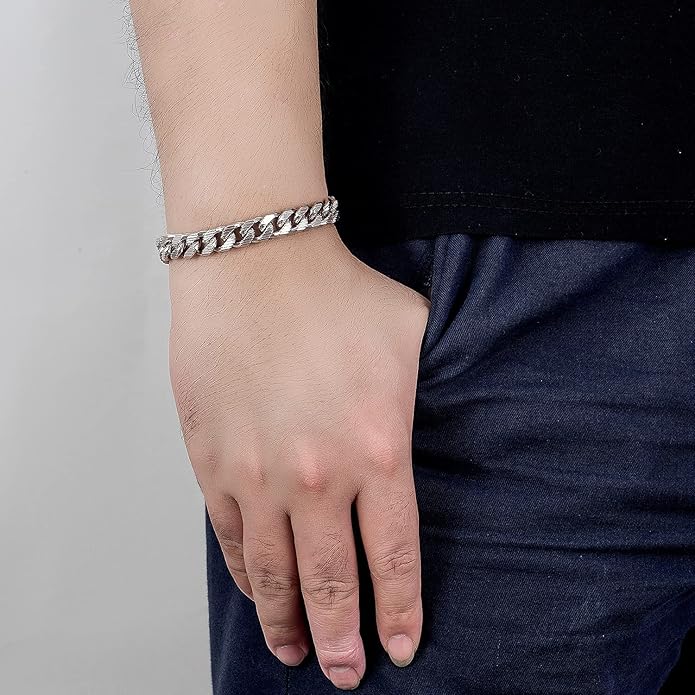 H&Beautimer Fashion 925 Sterling Silver Classic Cuban Chain Bracelet 10mm-7 "8" 9 "10" Curb Cuban Bracelet Solid Thick Large Link Bracelet For Men Jewelry Gift