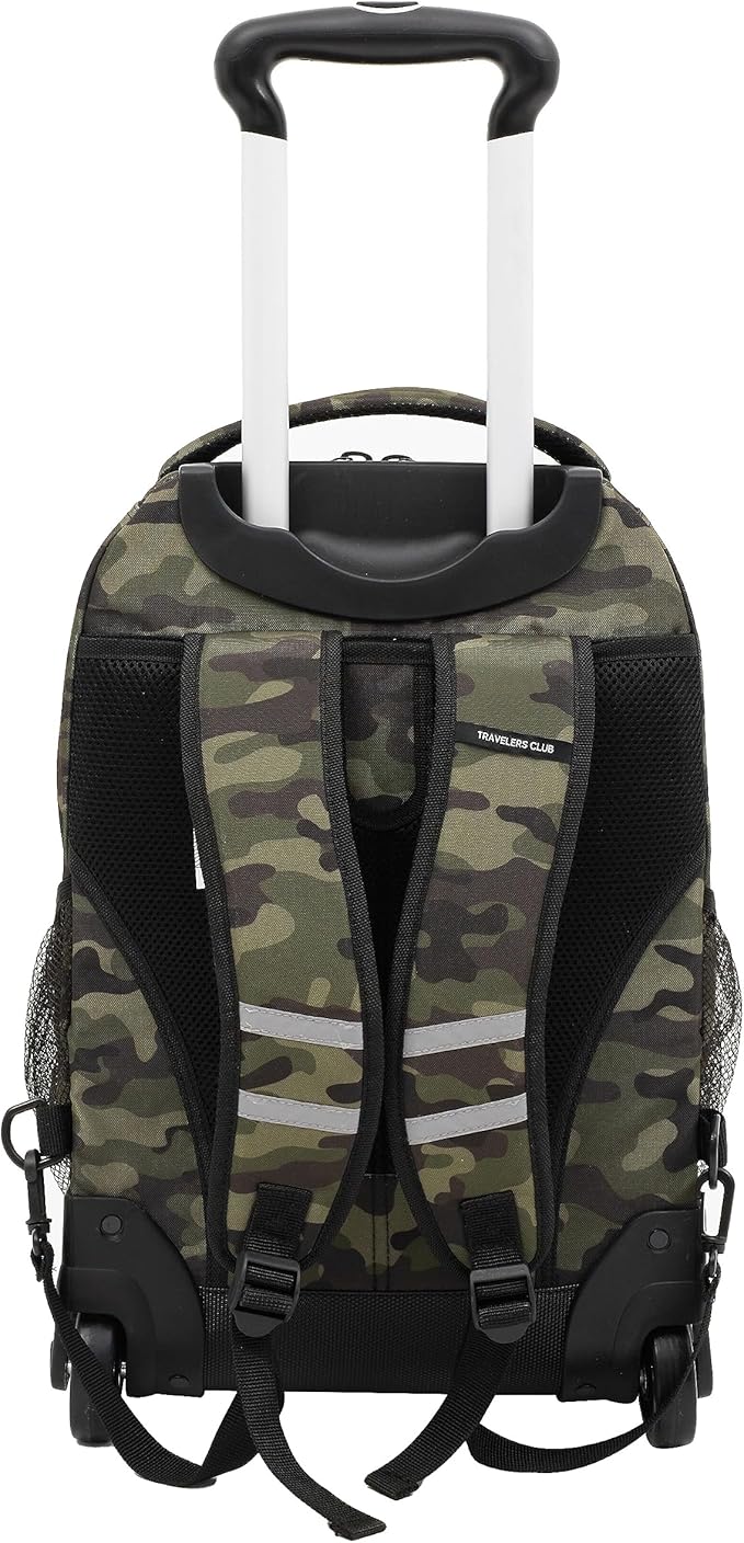 Travelers Club Rolling Backpack, Camo, 20 Inch with Laptop Compartment