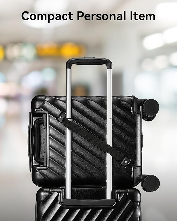 LUGGEX Luggage with Spinner Wheels, Polycarbonate Hard Shell Suitcase, Underseat 15 Inch, Shadow Black