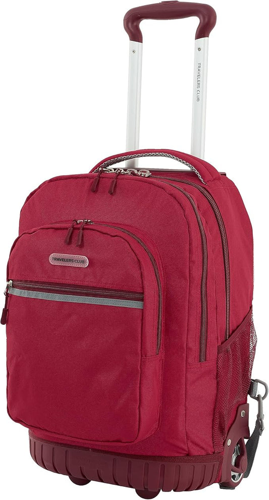 Travelers Club Rolling Backpack, Red, 20 Inch with Laptop Compartment