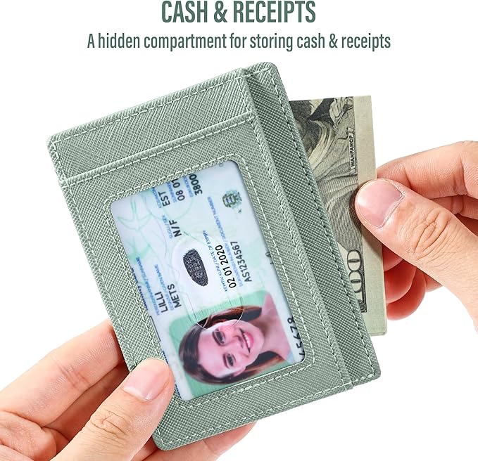 Travelambo Slim Wallet Front Pocket Minimalist Leather RFID Blocking Medium Size