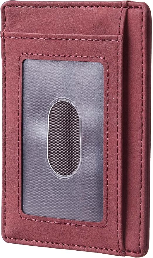 Travelambo Slim Wallet Front Pocket Minimalist Leather RFID Blocking Medium Size