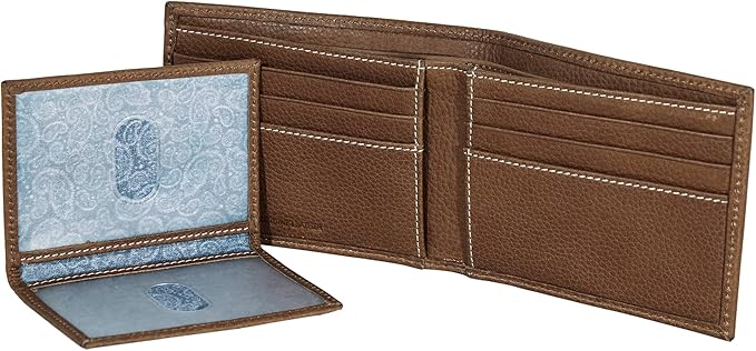 Eddie Bauer Men's Rugged Leather Bifold Wallet | Money Clip | RFID Protection | ID Window | Genuine Leather | EDC