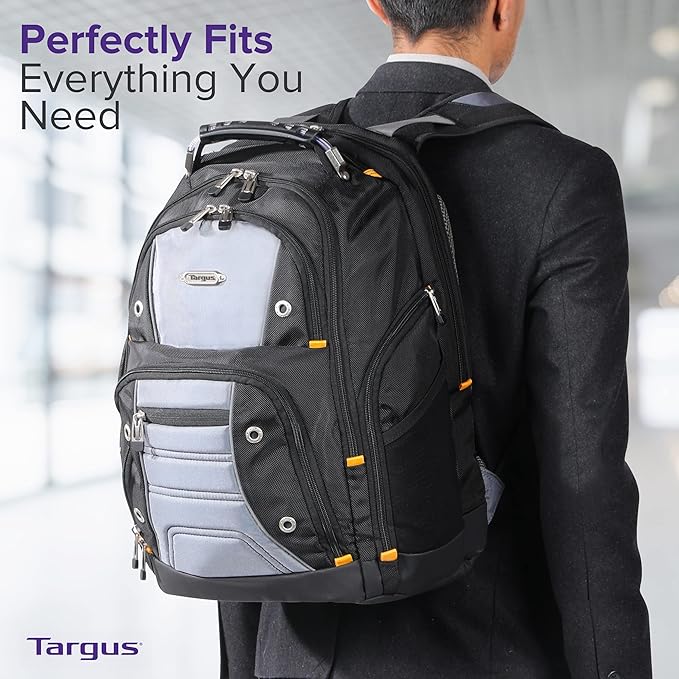 Targus Drifter II Laptop Backpack, Black/Gray – Backpack for Men for Business and Travel, Durable Water-Resistant Material, Fits up to 17" Laptops (TSB239US)