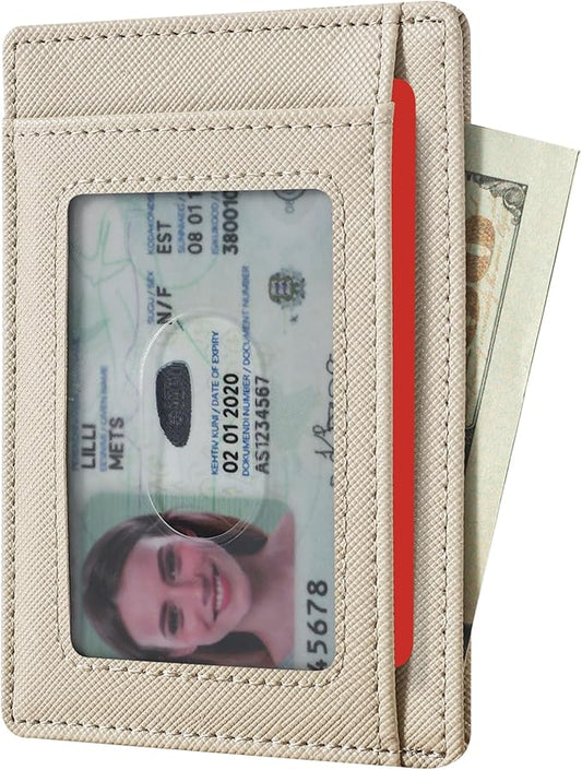 Travelambo Slim Wallet Front Pocket Minimalist Leather RFID Blocking Medium Size