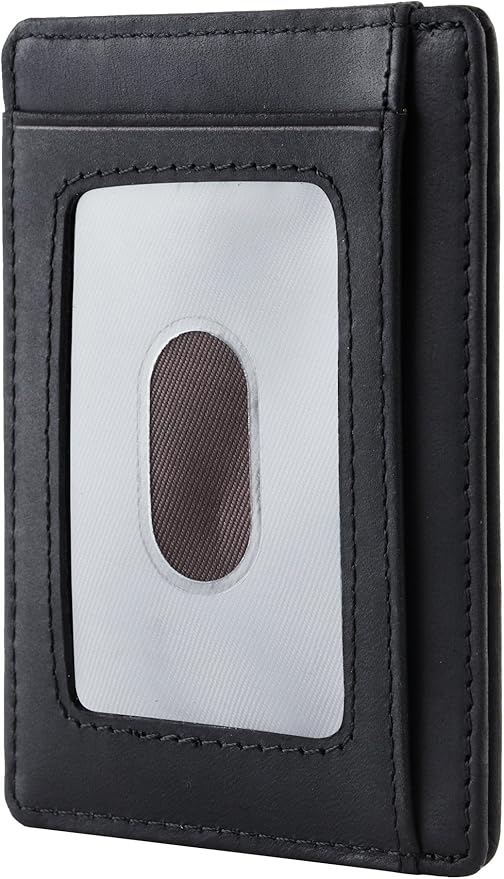 Travelambo Slim Wallet Front Pocket Minimalist Leather RFID Blocking Medium Size