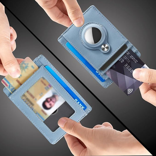 Hawanik Slim Minimalist Front Pocket Air Tag Wallet, RFID Blocking Card Holder Wallet with Airtag Holder