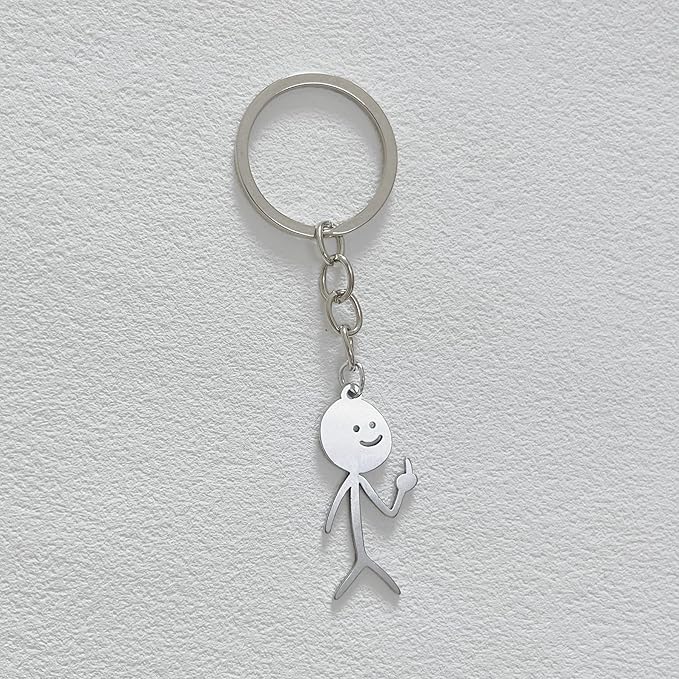 Line Drawing Keychains, Fun Hand Gesture Designs, Funny Middle Finger Open Key Fob, Unique Couple Friendship Gifts