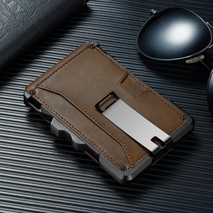 furid Smart Wallet For Men Slim: Rfid Minimalist Pop Up Wallets with Money Clip Metal Credit Card Holder - Gifts for Husband Father at Birthday Anniversary