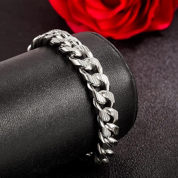 H&Beautimer Fashion 925 Sterling Silver Classic Cuban Chain Bracelet 10mm-7 "8" 9 "10" Curb Cuban Bracelet Solid Thick Large Link Bracelet For Men Jewelry Gift