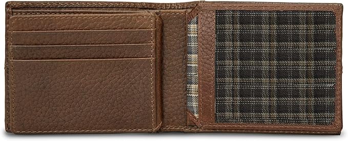 Eddie Bauer Men's Rugged Leather Bifold Wallet | Money Clip | RFID Protection | ID Window | Genuine Leather | EDC