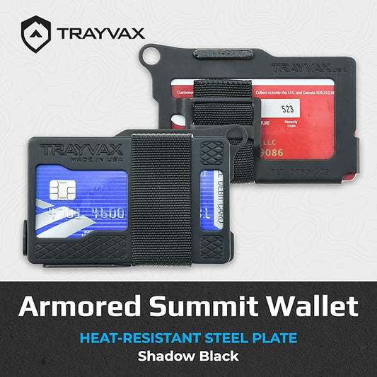 Trayvax Armored Summit Wallet, RFID Front Pocket Metal Credit Card Holder with Money Clip, Slim Minimalist Wallet for Men and Women