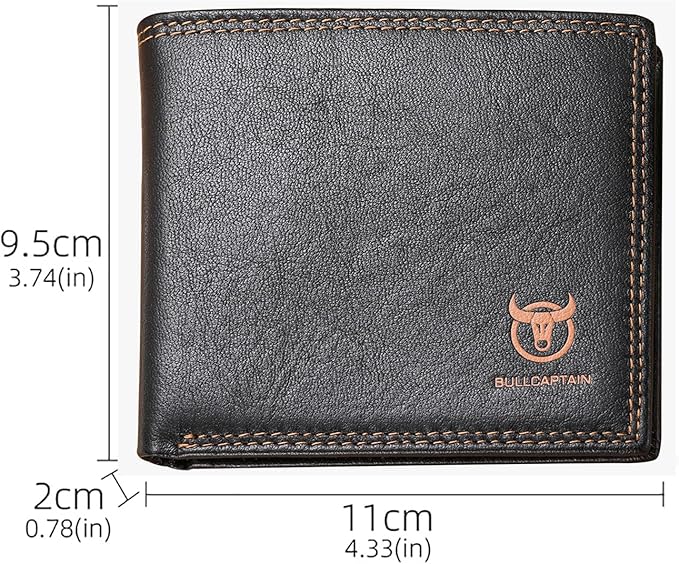 LUKZIJAES Genuine Leather Wallet for Men RFID Blocking Slim Bifold Front Pocket Wallets with 2 ID Window (#3-Black)