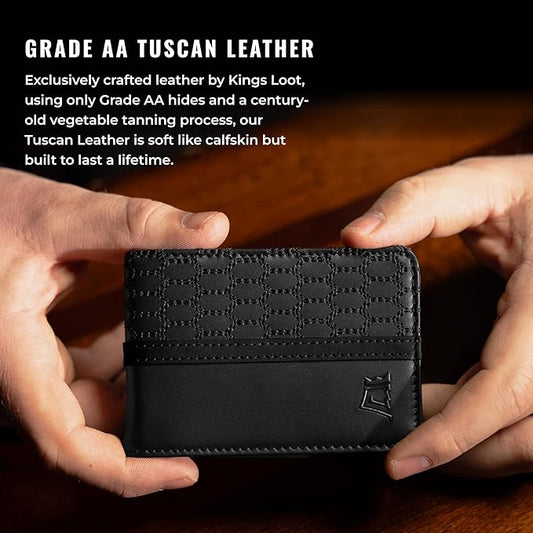 Kings Loot Wallet for Men | Customized Minimalist Slim RFID Blocking Leather Design with Cash Pocket & Card Pull Strap | Holds 1-15 Cards | Stylish & Durable Wallets | Supercar Collection (MN Luxe)