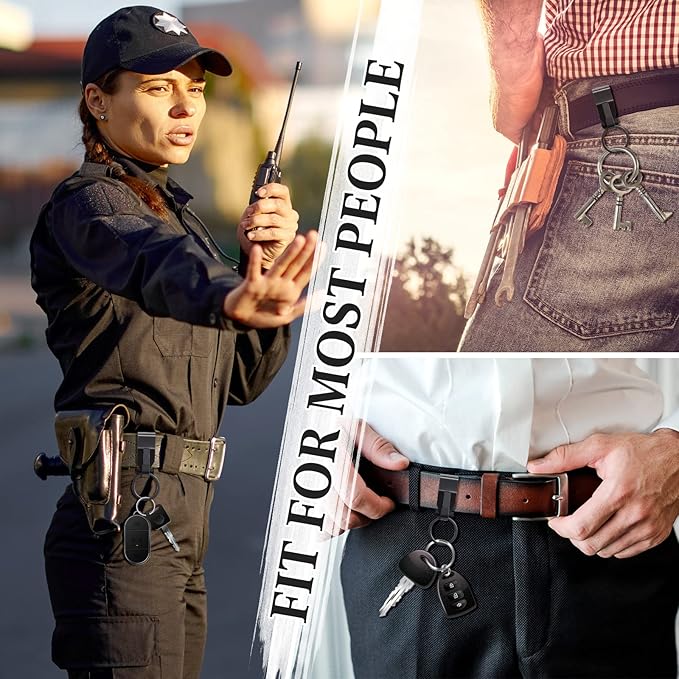 Threan 8 Pieces Key Belt Clip Heavy Duty Key Holder Security Metal Belt Clip for Keychain Men Women Home Office Supplies, Black