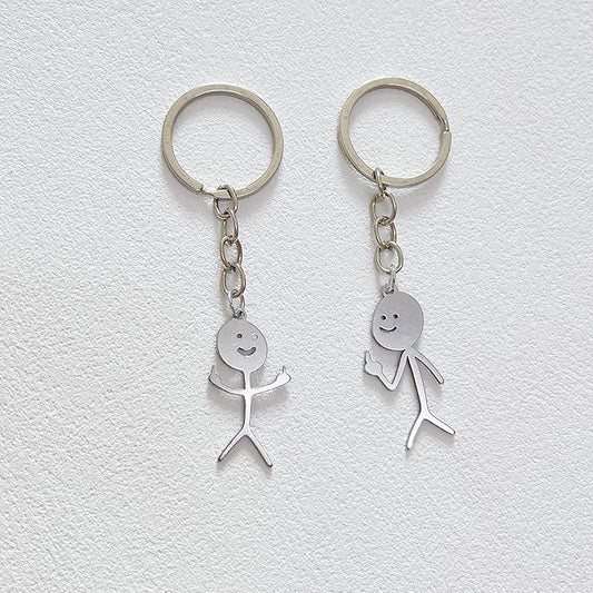 Line Drawing Keychains, Fun Hand Gesture Designs, Funny Middle Finger Open Key Fob, Unique Couple Friendship Gifts