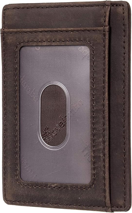Travelambo Slim Wallet Front Pocket Minimalist Leather RFID Blocking Medium Size