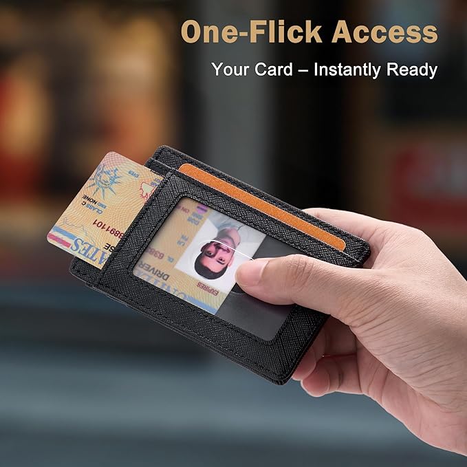 Travelambo Slim Wallet Front Pocket Minimalist Leather RFID Blocking Medium Size