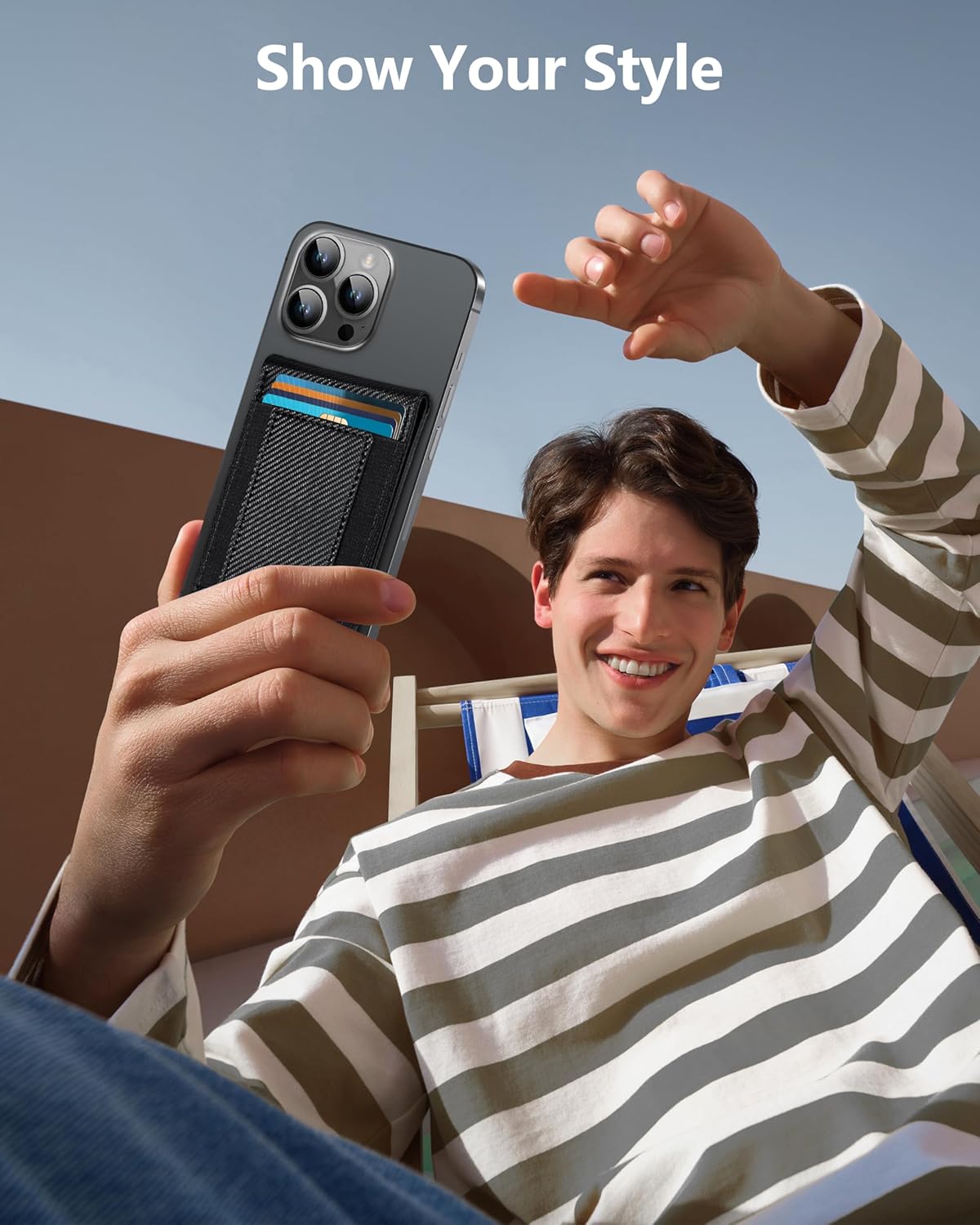 ExtreLife 2-in-1 Magsafe Wallet, Adjustable Stand and Open ID Window, Magnetic Wallet for iPhone 17/16/15/14 Pro Max/14 Pro/14/14 Plus/13/12 Series, 9 Cards, Black Carbon Fiber