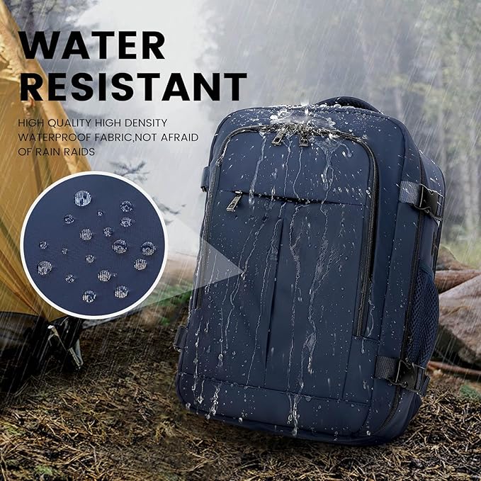 Travel Laptop Backpack, Carry on Backpack, 15.6 Inch Durable Business Work Sport Bag with USB Port, Water Resistant Rucksack Book Bag Gifts for Men Women, Blue