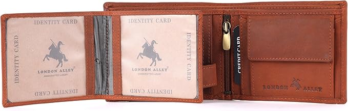 LONDON ALLEY Elk Vintage Tan Men's Leather Wallet