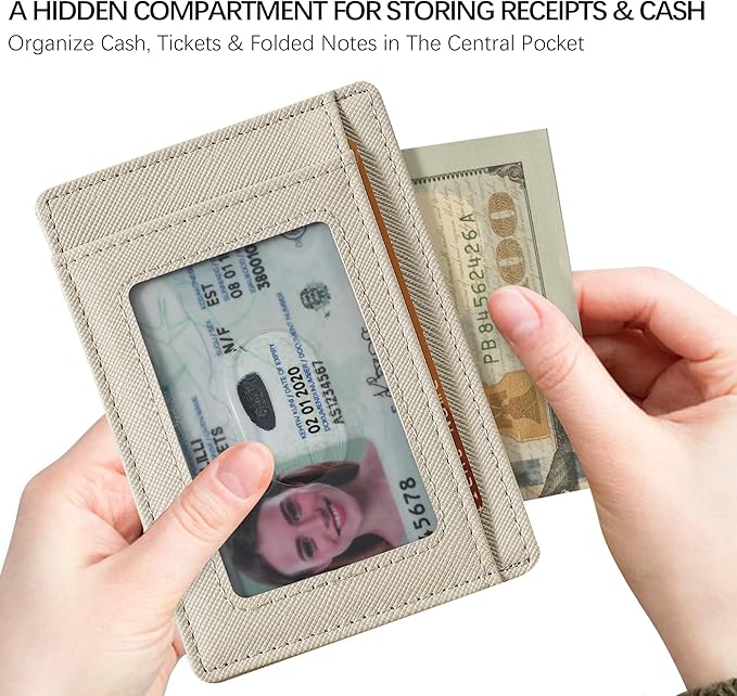 Travelambo Slim Wallet Front Pocket Minimalist Leather RFID Blocking Medium Size