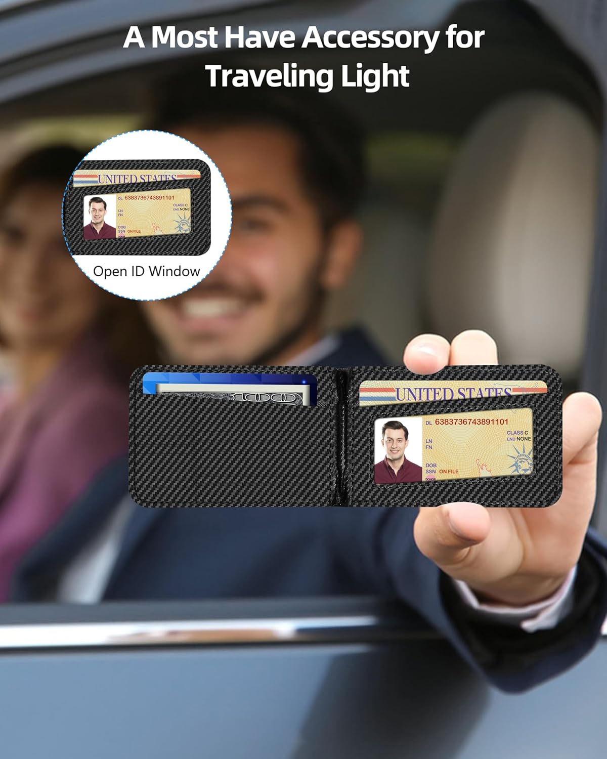 ExtreLife 2-in-1 Magsafe Wallet, Adjustable Stand and Open ID Window, Magnetic Wallet for iPhone 17/16/15/14 Pro Max/14 Pro/14/14 Plus/13/12 Series, 9 Cards, Black Carbon Fiber