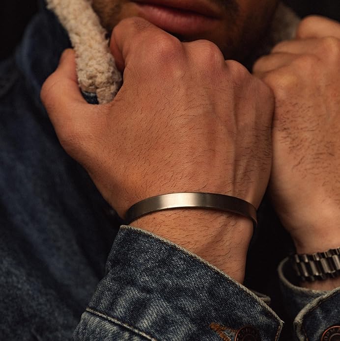 LUXAR Men's Titanium Cuff Bracelet | Solid Titanium Minimalist Bracelet Designed for Men | Available in Medium and Large Sizes | Explore the World of Luxar