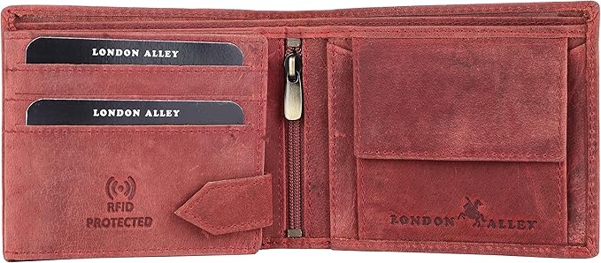 LONDON ALLEY Elk Vintage Red Men's Leather Wallet