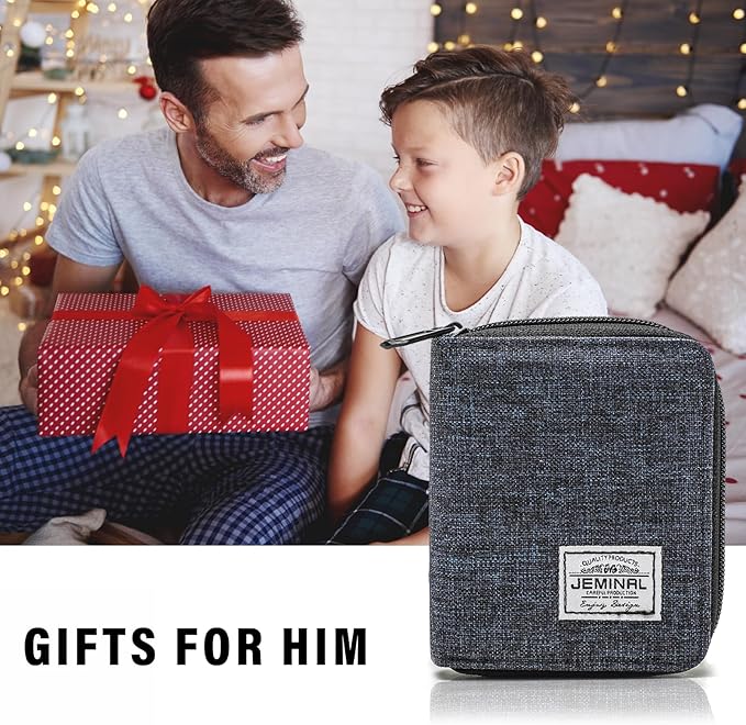 JEMINAL Zip Short Wallet for Men Women Travel Vertical Bifold Fabric Canvas Wallet with Card Case Women' Large Capacity Zip Wallet with Coin Purse Gifts for Men Him (Vertical-Blue)