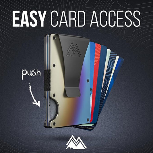 Mountain Voyage Co Minimalist Wallet for Men & Women - Slim RFID Wallet, Scratch Resistant, Credit Card Holder & Money Clip, Easily Removable Money & Cards, (Forged Aluminum)