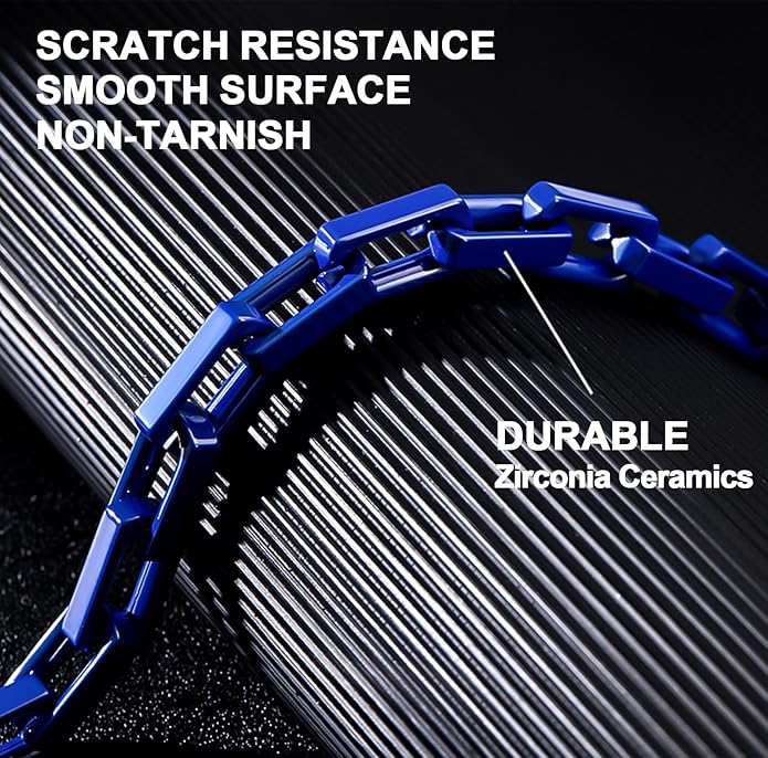 EVANYIZHOU Men's Cuban Link Bracelet - Black/Blue/White Ceramic Chain Bracelet for Men,Skin-Friendly & Durable,Gift for Husband, Dad (Valentine's, Christmas