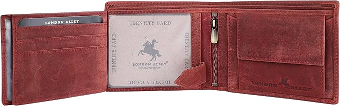 LONDON ALLEY Elk Vintage Red Men's Leather Wallet