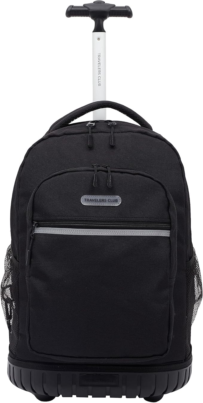 Travelers Club Rolling Backpack, Black, 18 Inch