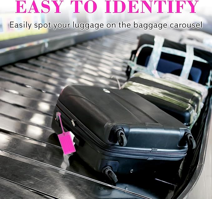 10 Pack Luggage Tags for Suitcases, Airplane Travel Essentials for Flying, International Travel Must Haves, and Luggage Accessories by Sodsay