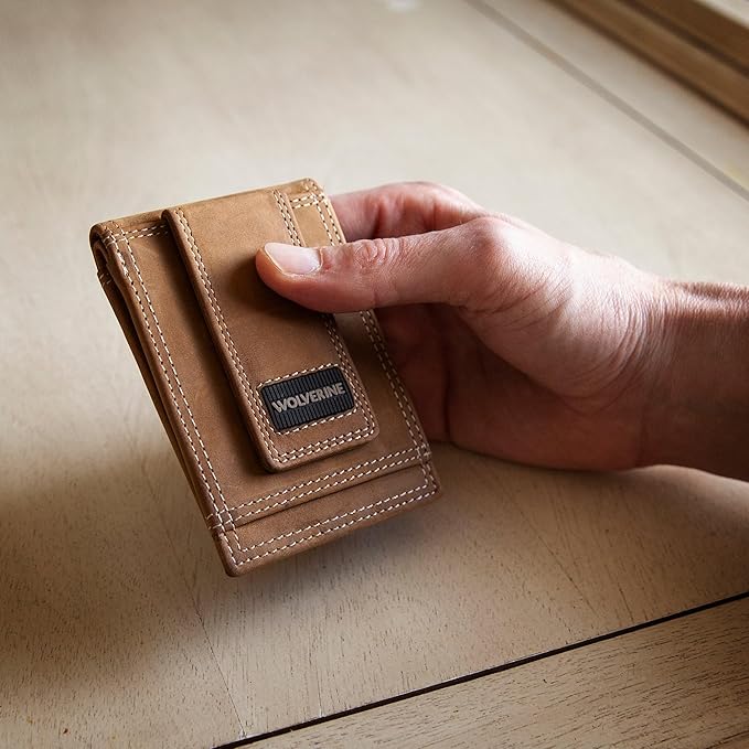 WOLVERINE Men's Slim Wallet | Card Case | Money Clip | RFID Protection | ID Window | Rugged | Leather | Canvas