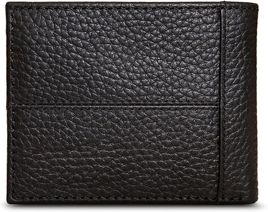 Eddie Bauer Men's Rugged Leather Bifold Wallet | Money Clip | RFID Protection | ID Window | Genuine Leather | EDC