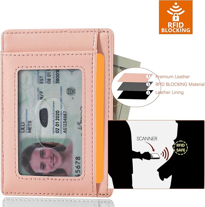 Travelambo Slim Wallet Front Pocket Minimalist Leather RFID Blocking Medium Size