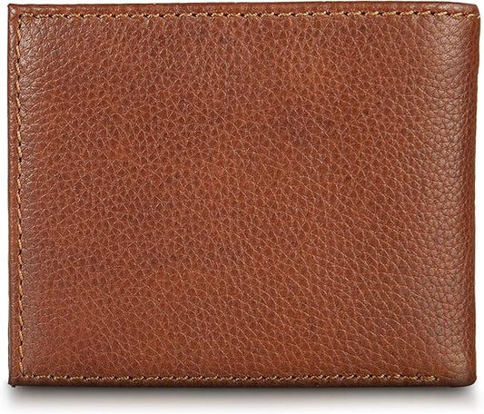 Eddie Bauer Men's Rugged Leather Bifold Wallet | Money Clip | RFID Protection | ID Window | Genuine Leather | EDC