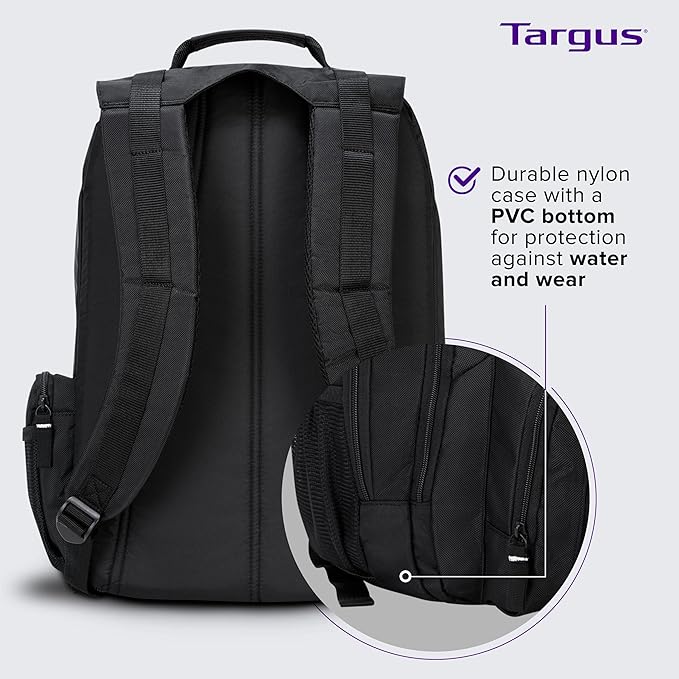 Targus 16 Inch Groove Laptop Backpack, Black - Fits Most Laptops up to 16", Water Resistant Travel Backpack for Business Commuters and Travel (CVR600)
