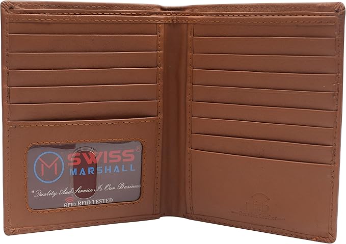RFID Blocking Bifold Hipster Credit Card Wallet Premium Lambskin Leather (CN Tan)