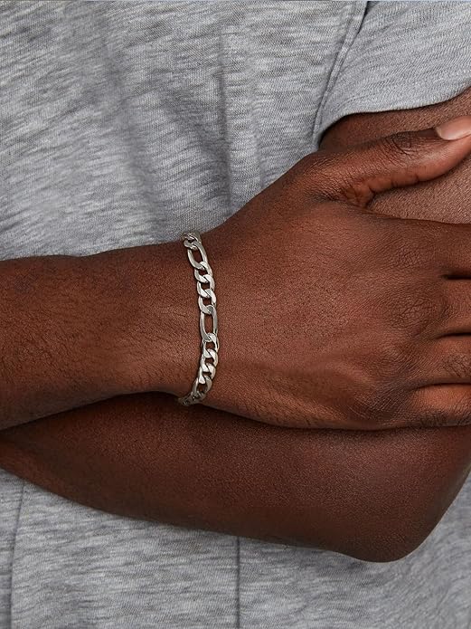 ChainsPro Men Sturdy Figaro/Cuban Chain Bracelet, 6/9/13mm Width, 7.48/8.26inch Length, 316L Stainless Steel/18K Gold Tone/Black- Send Gift Box