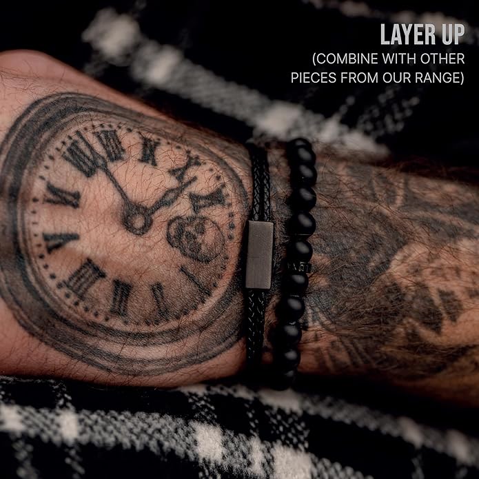 LUXAR Men’s Black Onyx Stone Bead Bracelets | Matte Black 8mm Stone | Minimalist, Designer Jewelry for Men