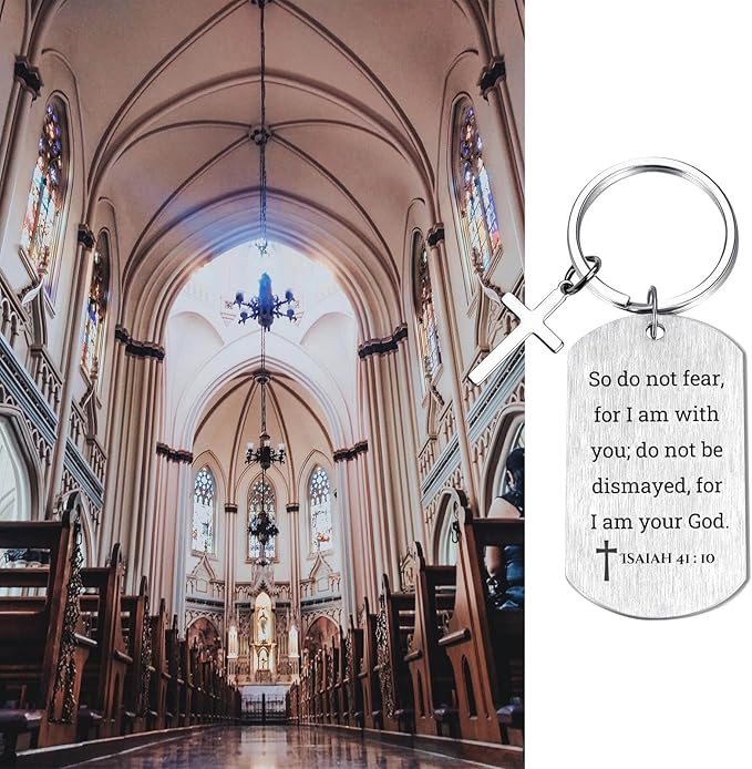 Inspirational Scripture Keychain with Cross - Bible Verse Matte Key Chain Religious Gift for Christian