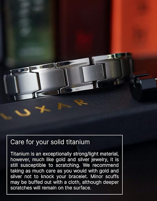 LUXAR Men's Titanium Link Bracelet | Solid Titanium Adjustable Bracelet Designed for Men | Explore The World of Luxar
