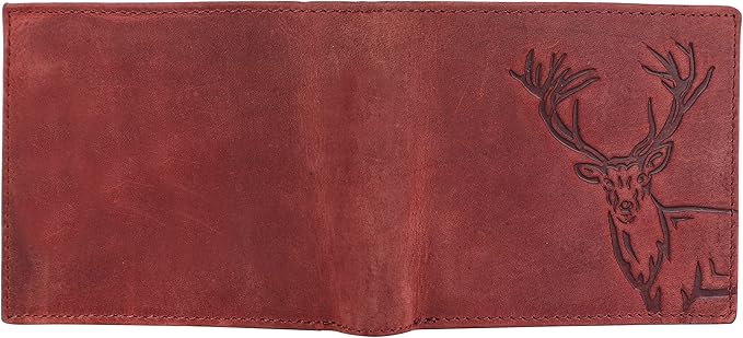 LONDON ALLEY Elk Vintage Red Men's Leather Wallet