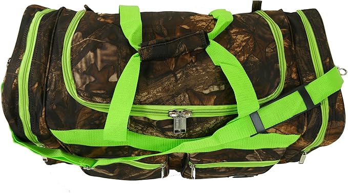 "E-Z Roll" 30" Tree Camouflage Duffel Bag/Sports Bag/Outdoor Bag/Travel Bag (Lime Trim)